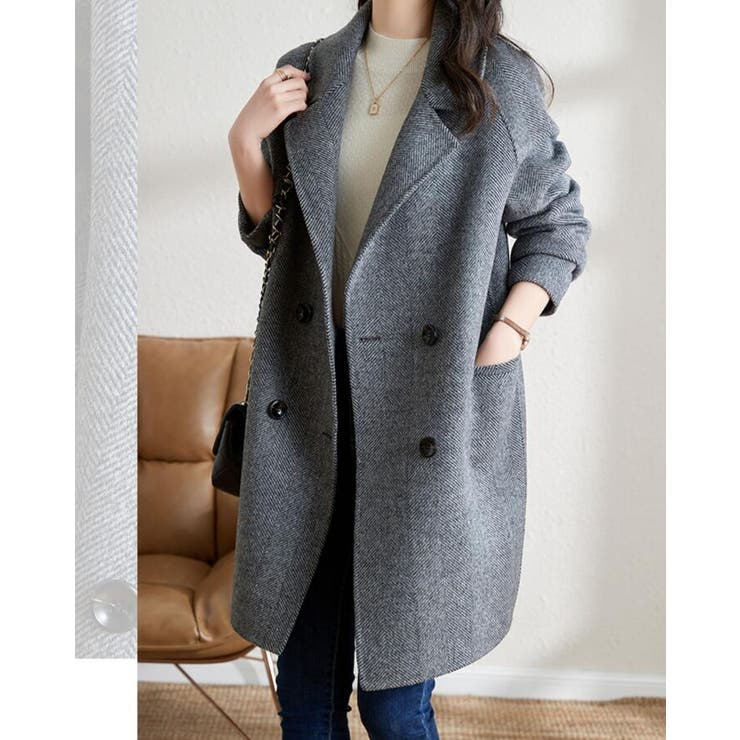 ヘリンボーン柄 ダブルブレストコート | Bifrost | 詳細画像10 