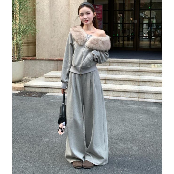 ファーカラー オフショルダー ジップアップ | Bifrost | 詳細画像1 