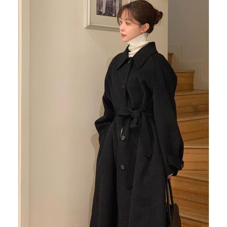 RINASCIMENTO POUPEE ロングコート ブラック ビーズ装飾 Rinascimento 