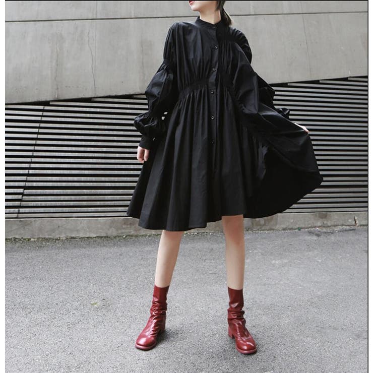 ブラック | シャツワンピース【韓国ファッション】 | Bifrost