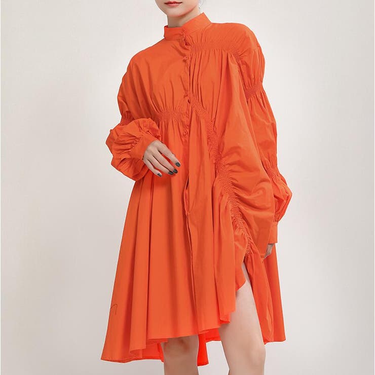 オレンジ | シャツワンピース【韓国ファッション】 | Bifrost