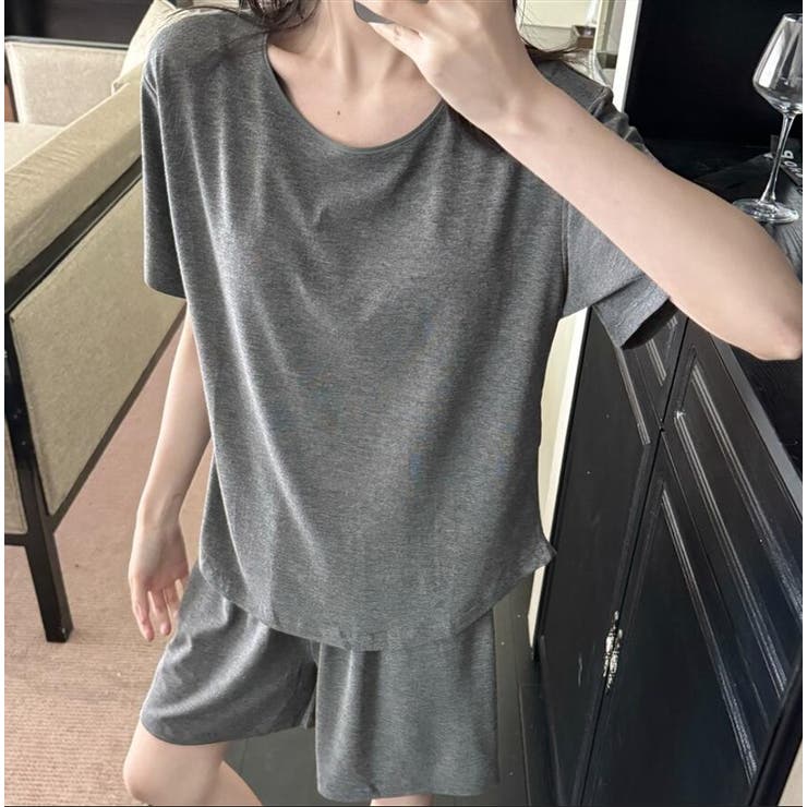 通気性が良さそう,ディテール可愛い2枚セットアップの家居服