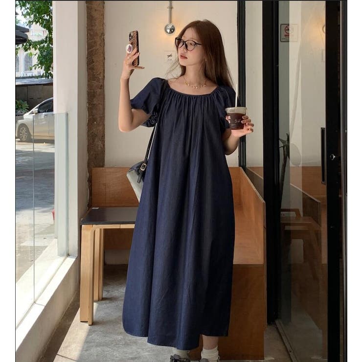 HOLIDAYホリディ パフスリーブデニムドレス HOLIDAY（ホリデイ）の「PUFF SLEEVE DENIM DRESS パフスリーブ