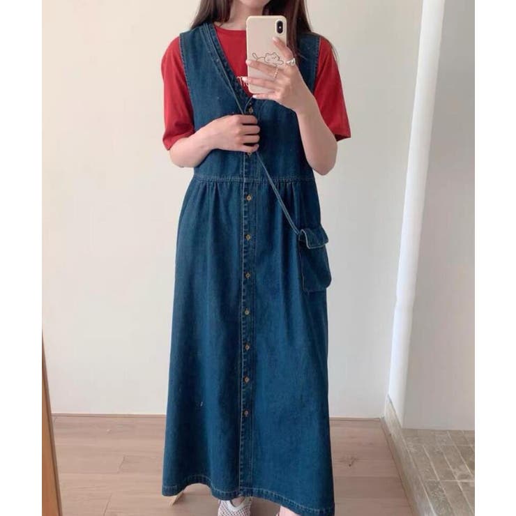 V ネックノースリーブフロントボタン[品番：UZ000010888