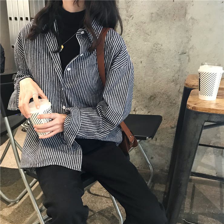 長袖ストライプシャツ 韓国ファッション 品番 Uz Bifrost ビフレスト のレディースファッション 通販 Shoplist ショップリスト