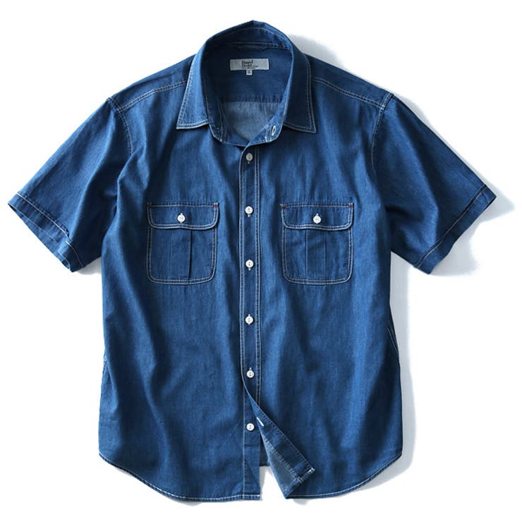 DANIEL DODD 両ポケット付ライトオンスデニム半袖ワークシャツ | 大きいサイズの店ビッグエムワン  | 詳細画像4