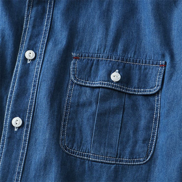 DANIEL DODD 両ポケット付ライトオンスデニム半袖ワークシャツ | 大きいサイズの店ビッグエムワン  | 詳細画像7