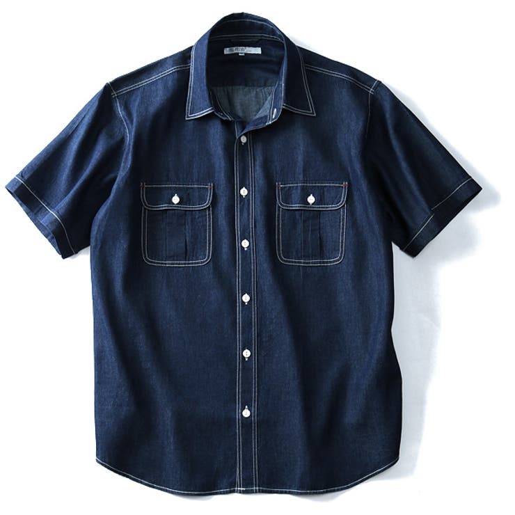 DANIEL DODD 両ポケット付ライトオンスデニム半袖ワークシャツ | 大きいサイズの店ビッグエムワン  | 詳細画像5