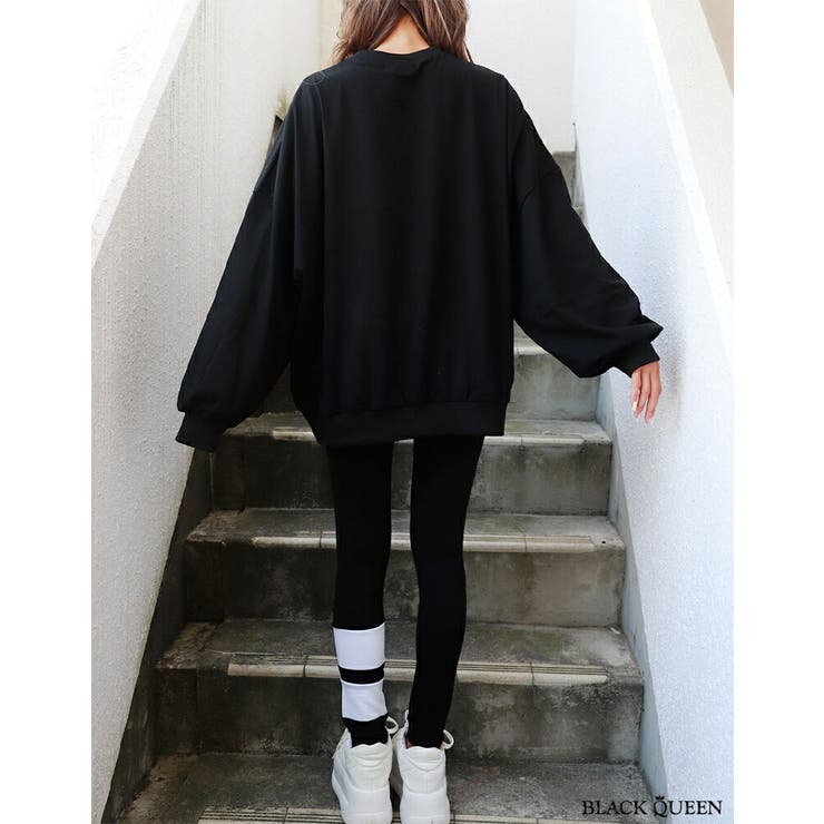 MR9 ロゴ入り ブラック トレーナーとレギンス　セットアップ MR9 ロゴ入り ブラック トレーナーとレギンス セットアップ