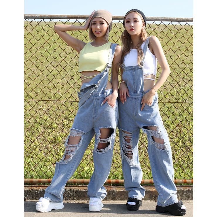 ダメージLOOSE  デニムサロペット[品番：MKSW0056180]｜GYDA（ジェイダ）のレディースファッション通販｜SHOPLIST（ショップリスト）