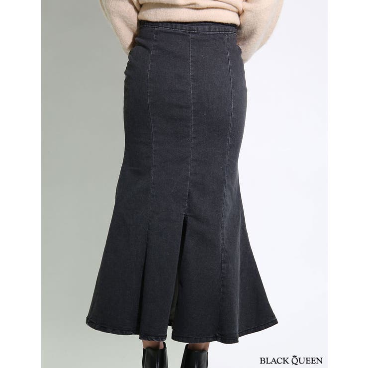 新品タグ付き⭐︎アンコキーヌ⭐︎選べる丈デニムマーメイドスカート⭐︎ブラック⭐︎3L 新品タグ付き⭐︎アンコキーヌ⭐︎選べる丈デニムマーメイド