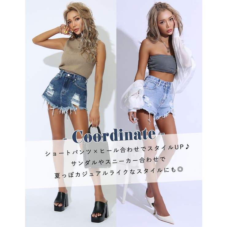 クラッシュデニムショートパンツ【藤木そら】mavily