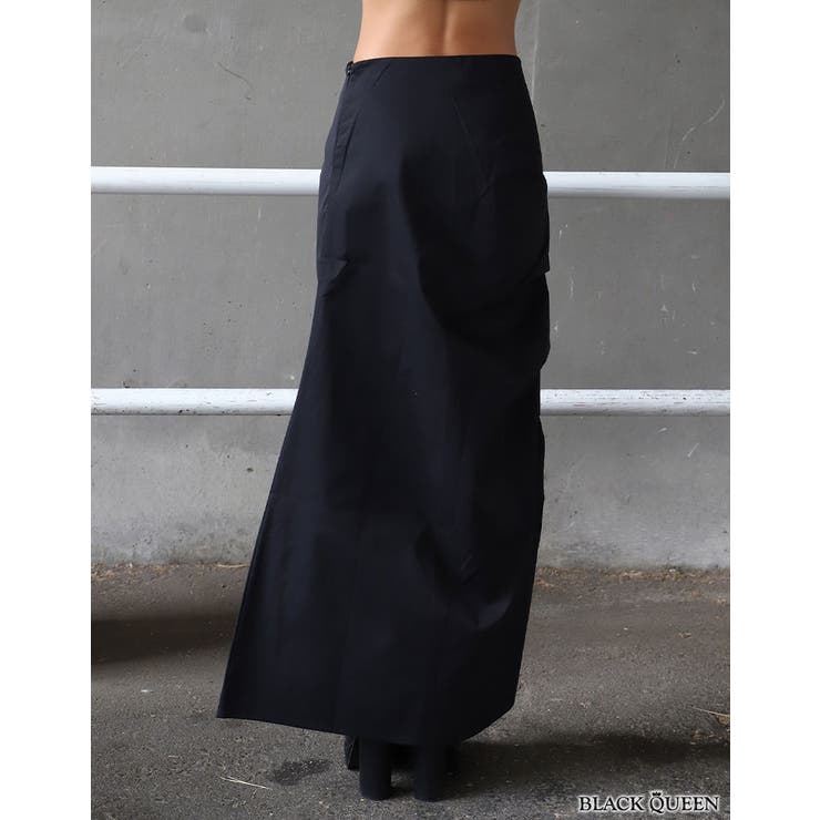 ゆゆ様ブラック1スカート セットアップ対応・洗える】ライトサテンプリーツ スカート （ロング