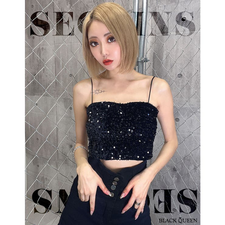 スパンコールトップス【ちゃんかお着用】[品番：BCQW1876755]｜BLACK