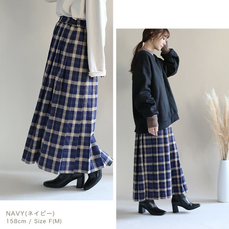 プリーツロングチェックスカート【2021a/w】[品番：BCQW1875864