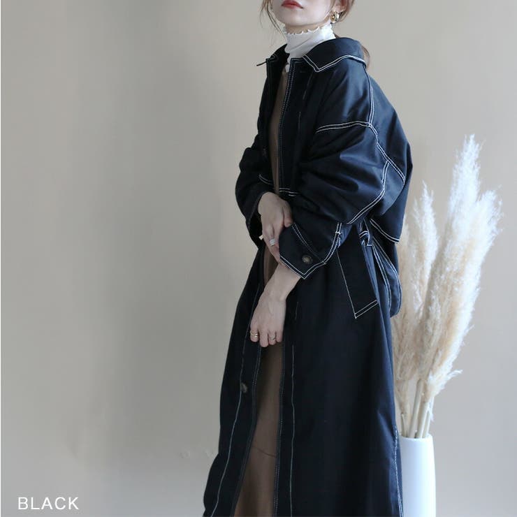 シャークスキンステッチステンカラーコート[品番：BCQW1875940