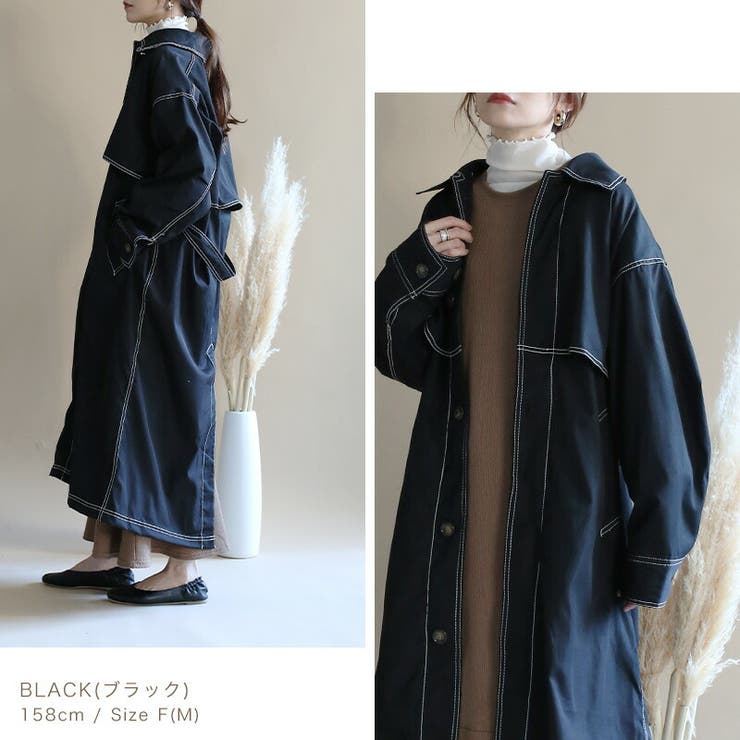 シャークスキンステッチステンカラーコート[品番：BCQW1875940