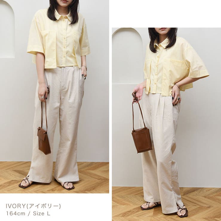 リネンスリットワイドパンツ【2023S/S NEW】[品番：BCQW1876409