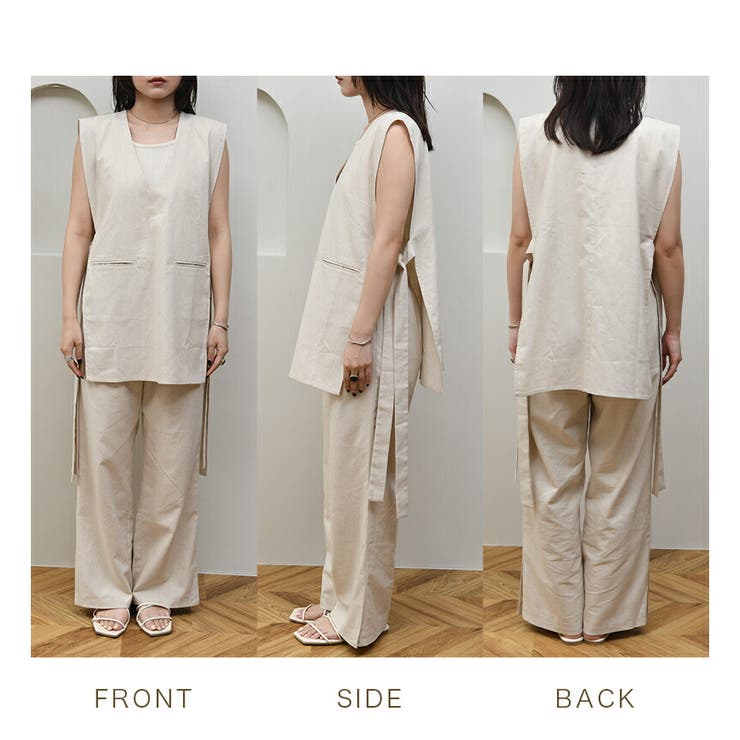 リネンサイドリボンジレ【2023S/S NEW】[品番：BCQW1876410