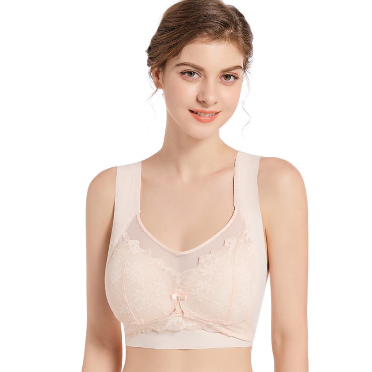 ベージュ | 胸を小さく見せるブラ ノンワイヤー ナイトブラ | Blue style