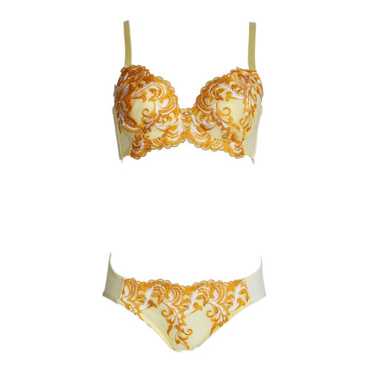 イエロー | ブリリアントケミカルモチーフレースブラショーツセット | 神戸発ランジェリーショップ bon-KOBE 
