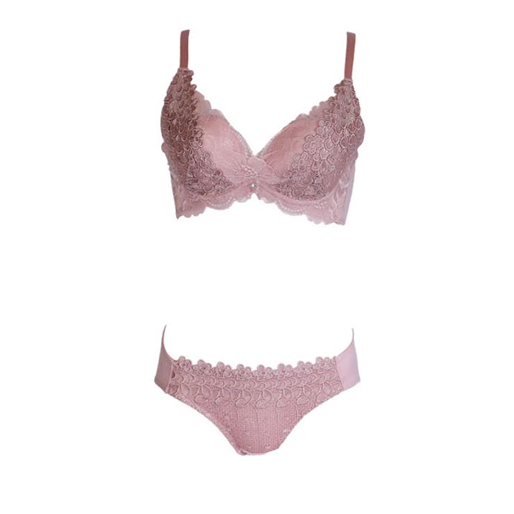 スモークピンク | モノトーンカシュクールブラショーツセット | 神戸発ランジェリーショップ bon-KOBE 