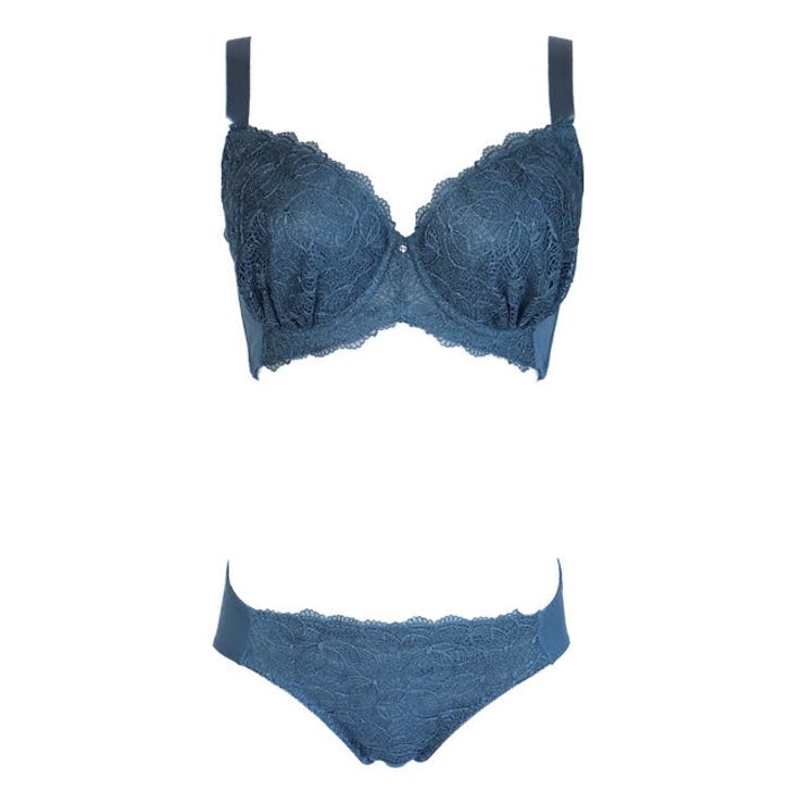 ロイヤルブルー | 大きいサイズのモノトーンカシュクールブラショーツセット | 神戸発ランジェリーショップ bon-KOBE 