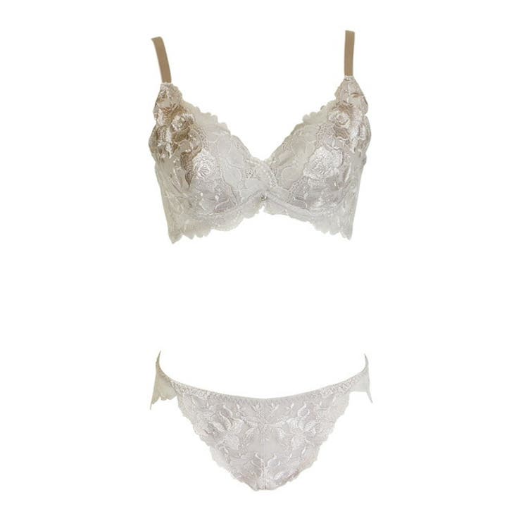 シャンパン | モノトーンカシュクールブラショーツセット | 神戸発ランジェリーショップ bon-KOBE 