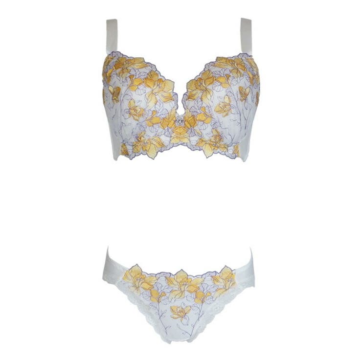 オフホワイト | 大きいサイズのカシュクールブラショーツセット | 神戸発ランジェリーショップ bon-KOBE 