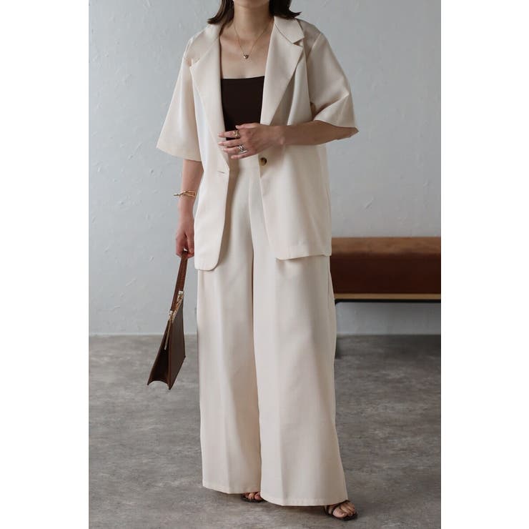IVORY | [SET]サマーツイードハーフスリーブジャケット×タックワイドパンツ 11 00… | BONJOUR SAGAN