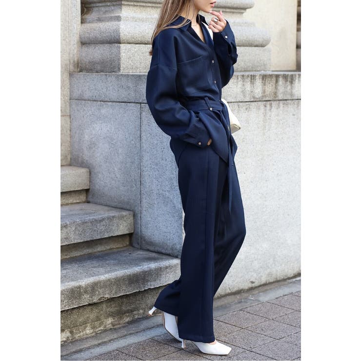 [SET]ライトツイードベルト付シャツ×タックワイドパンツ | BONJOUR SAGAN | 詳細画像11 