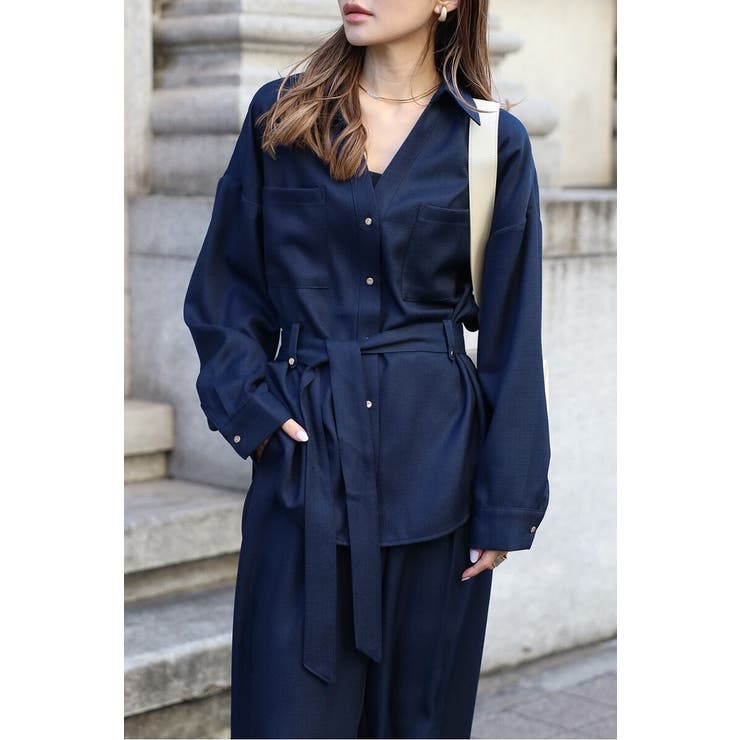 [SET]ライトツイードベルト付シャツ×タックワイドパンツ | BONJOUR SAGAN | 詳細画像15 