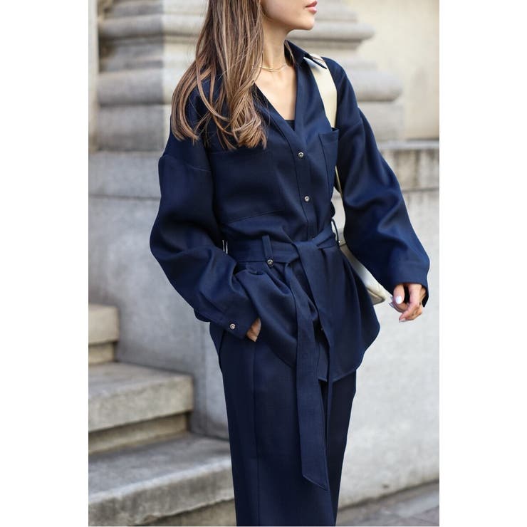 [SET]ライトツイードベルト付シャツ×タックワイドパンツ | BONJOUR SAGAN | 詳細画像16 