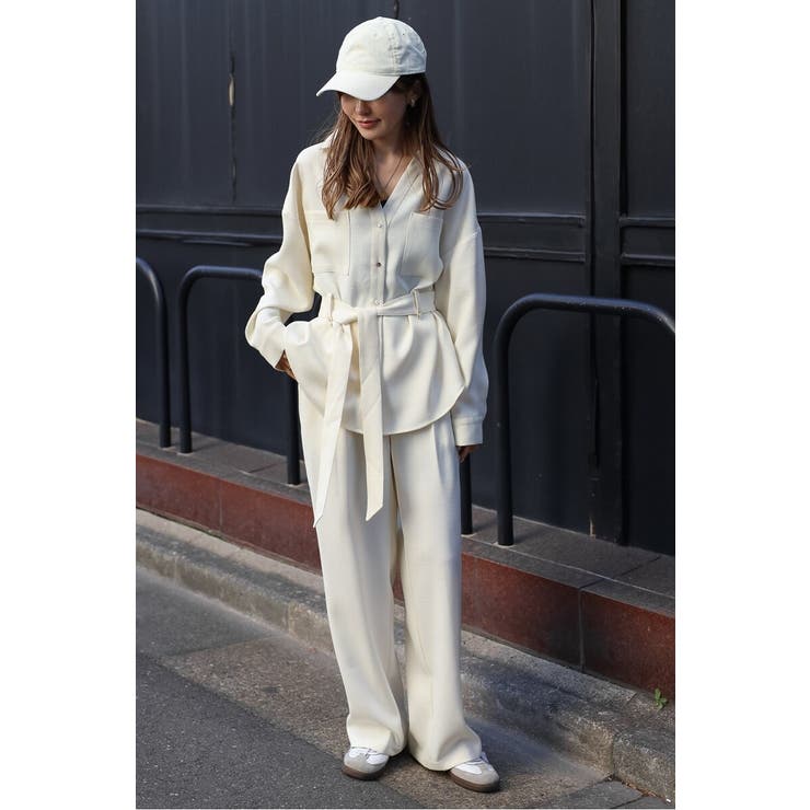 [SET]ライトツイードベルト付シャツ×タックワイドパンツ | BONJOUR SAGAN | 詳細画像22 