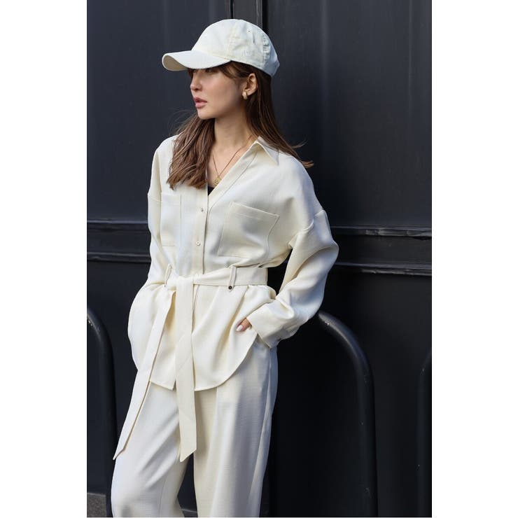 [SET]ライトツイードベルト付シャツ×タックワイドパンツ | BONJOUR SAGAN | 詳細画像25 