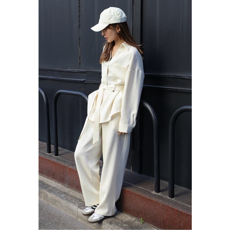 IVORY | [SET]ライトツイードベルト付シャツ×タックワイドパンツ | BONJOUR SAGAN