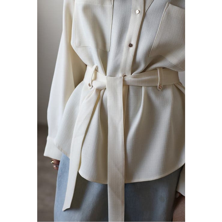 [SET]ライトツイードベルト付シャツ×タックワイドパンツ | BONJOUR SAGAN | 詳細画像34 