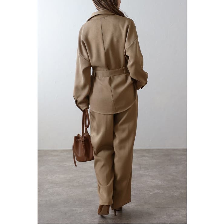 [SET]ライトツイードベルト付シャツ×タックワイドパンツ | BONJOUR SAGAN | 詳細画像3 