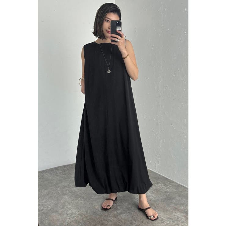 【接触冷感＋UVカット+撥水加工】裾バルーン撥水ノースリワンピ | BONJOUR SAGAN | 詳細画像4 