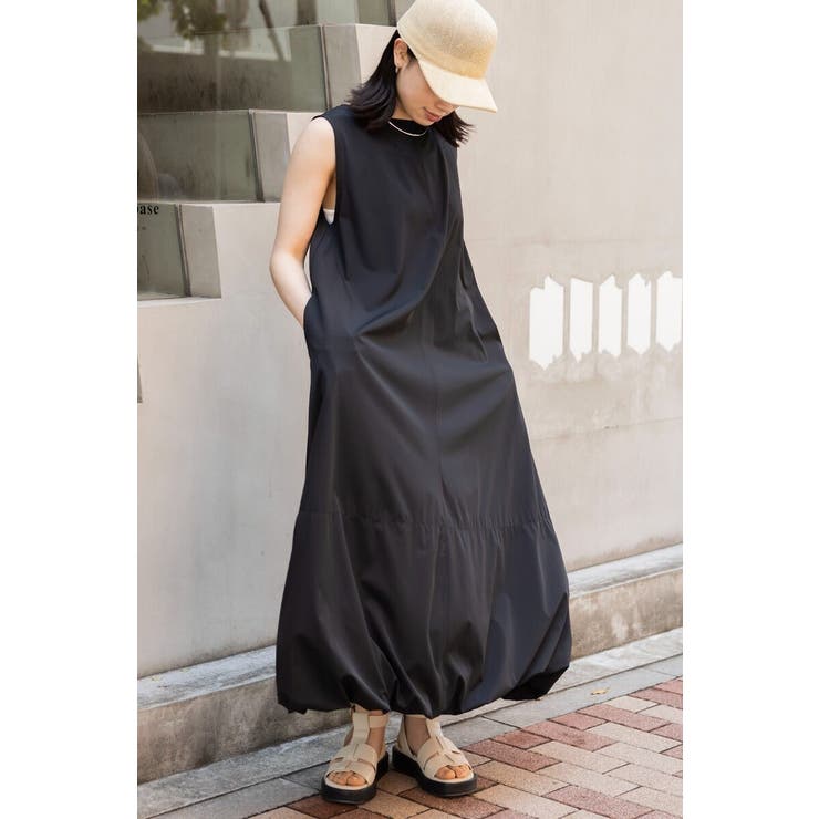 【接触冷感＋UVカット+撥水加工】裾バルーン撥水ノースリワンピ | BONJOUR SAGAN | 詳細画像14 