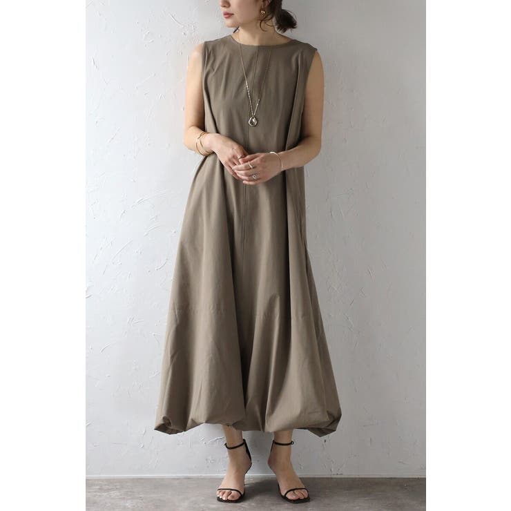 【接触冷感＋UVカット+撥水加工】裾バルーン撥水ノースリワンピ | BONJOUR SAGAN | 詳細画像38 