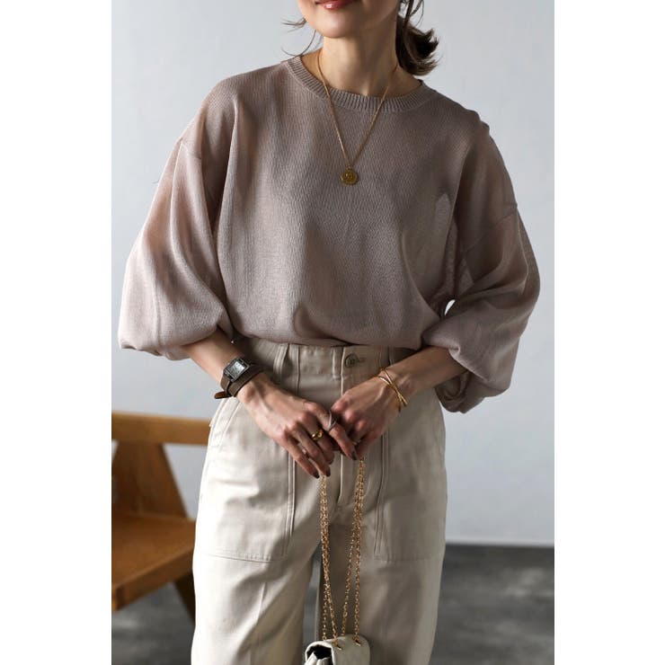 ボリュームスリーブシアーニット 77-002463 | BONJOUR SAGAN | 詳細画像1 