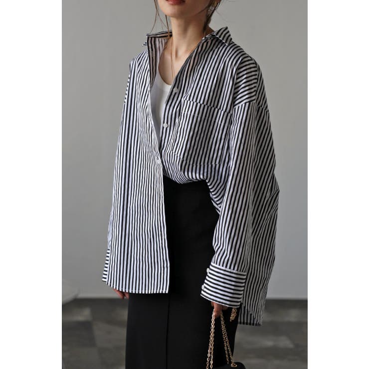 コットンストライプポケットシャツ 77-002474 | BONJOUR SAGAN | 詳細画像2 