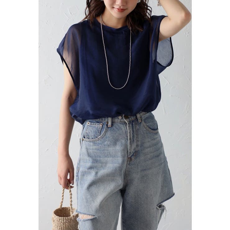 NAVY | レイヤードシアーフレンチプルオーバー 77-002648 | BONJOUR SAGAN