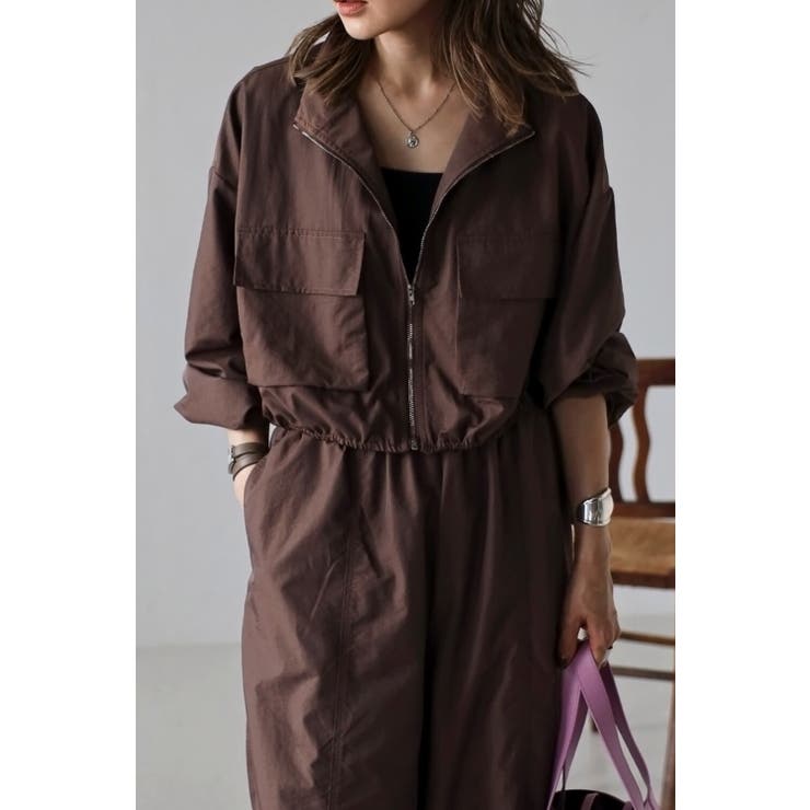 BROWN | Wポケットナイロンブルゾン 77-002838 | BONJOUR SAGAN