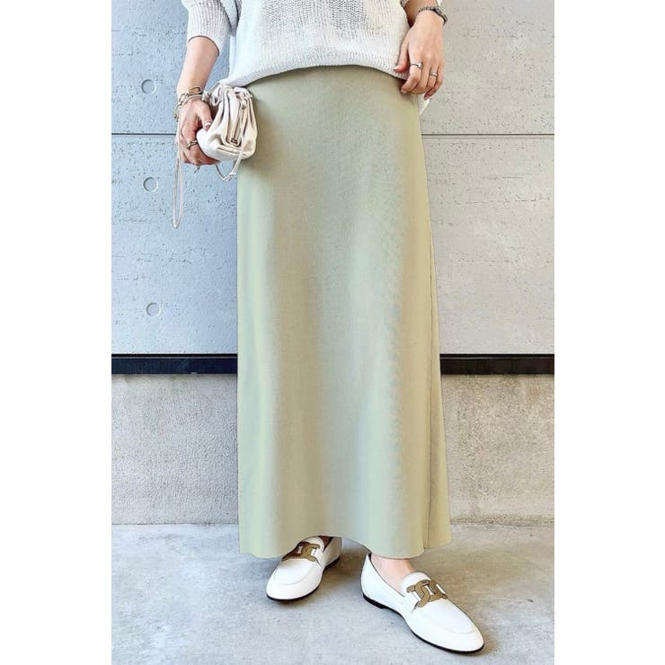 LIGHT-BEIGE | ストレッチニットスカート 77-003262 | BONJOUR SAGAN
