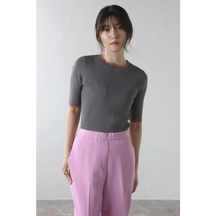 配色デザイン五分袖リブニット 77-003345 | BONJOUR SAGAN | 詳細画像11 