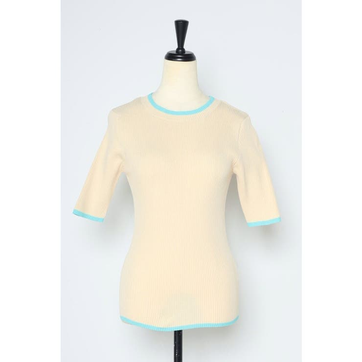 配色デザイン五分袖リブニット 77-003345 | BONJOUR SAGAN | 詳細画像17 