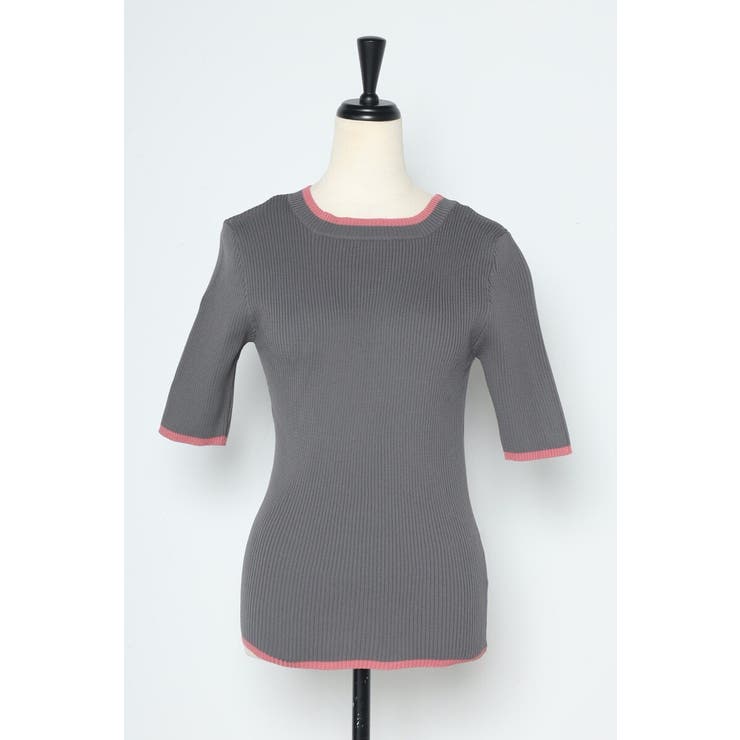 配色デザイン五分袖リブニット 77-003345 | BONJOUR SAGAN | 詳細画像19 