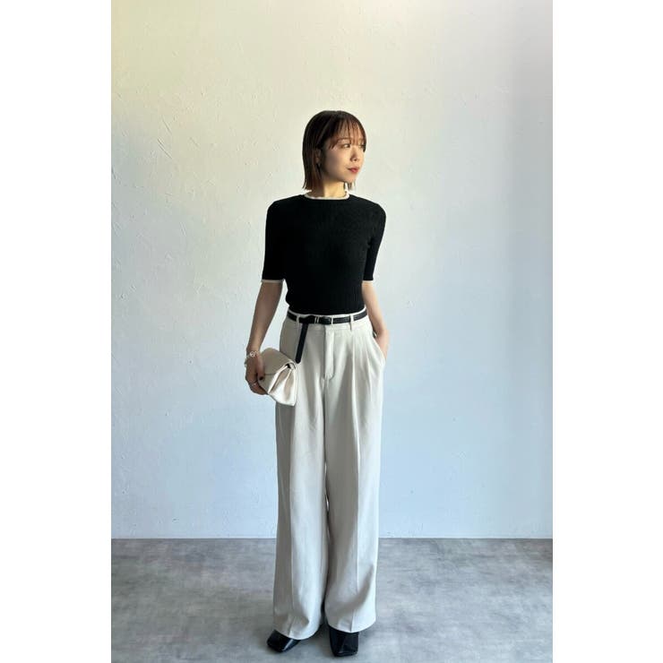 配色デザイン五分袖リブニット 77-003345 | BONJOUR SAGAN | 詳細画像21 